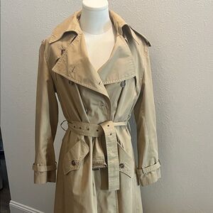 Vintage Tan Trench Coat Elliott Bass Size 14 with Removable Zip-In Liner